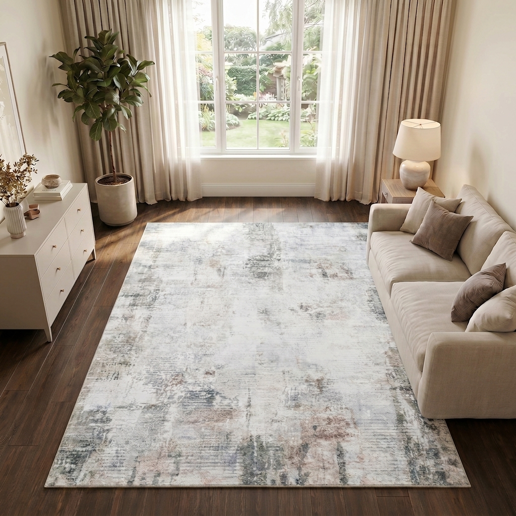 Tapis Venezia Abstrait Camel Terre Antidérapant