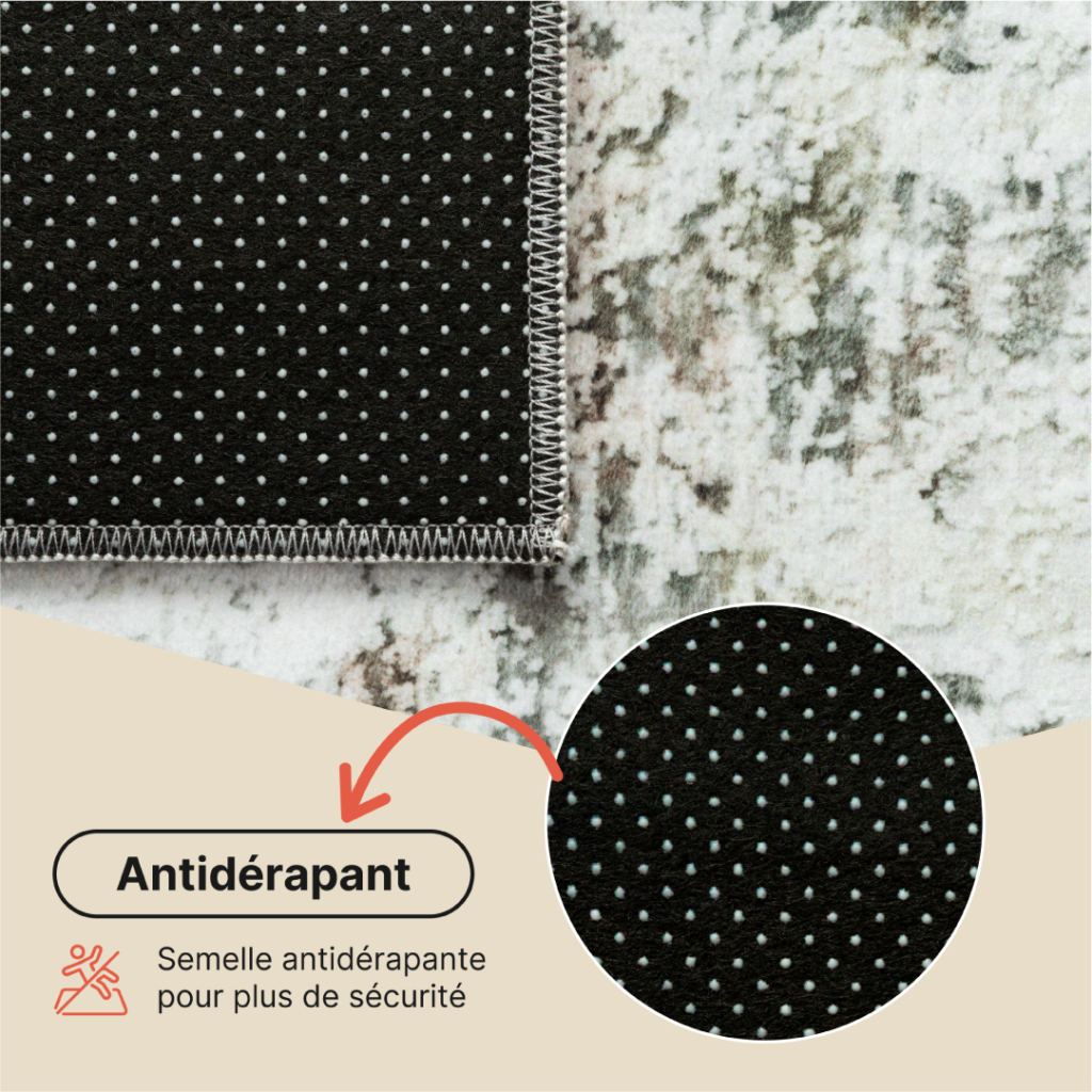 Tapis Venezia Abstrait Moderne Kaki Ocre Antidérapant