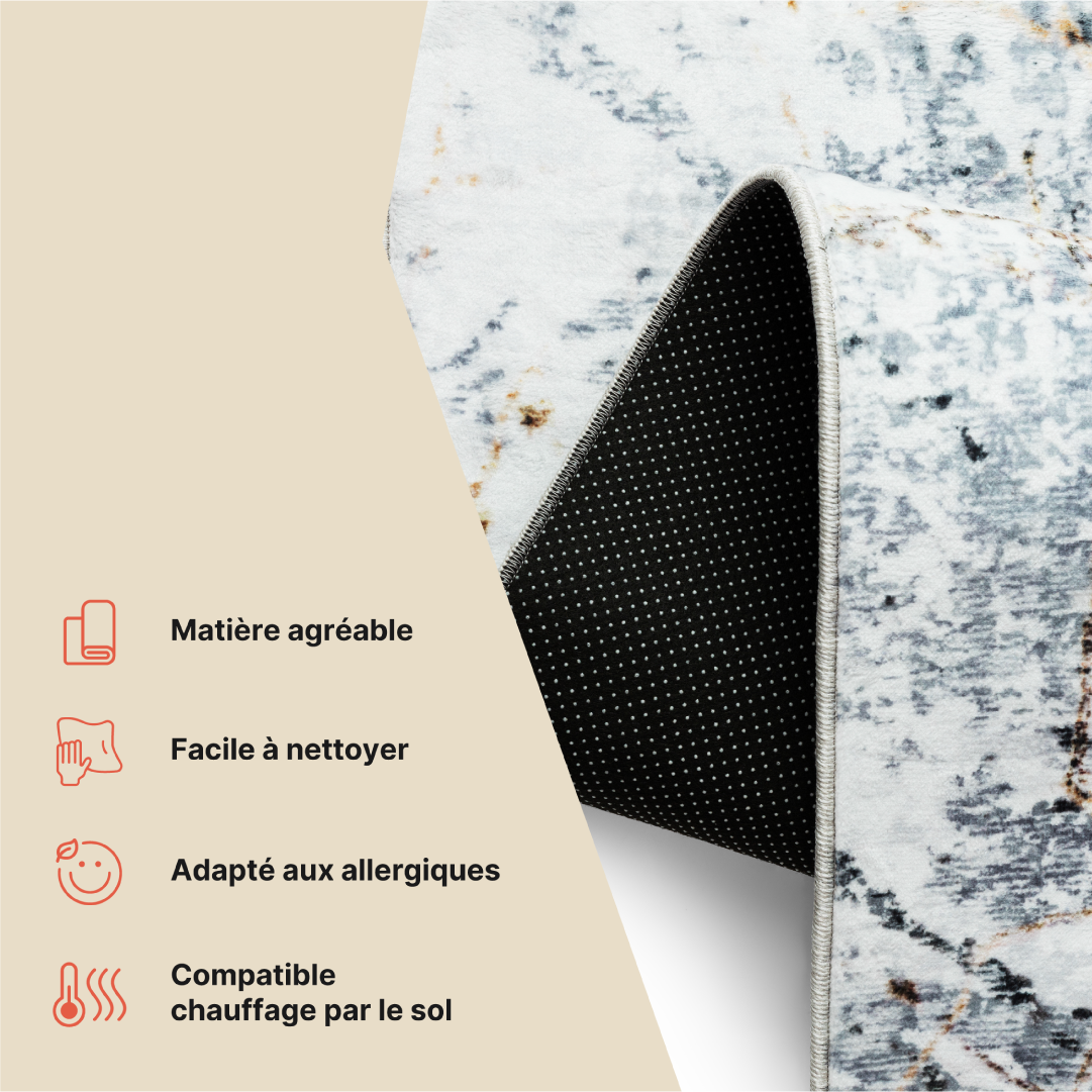 Tapis Venezia Effet Craquelé Multicolore Antidérapant
