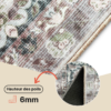 Tapis Ispahan Gris-Beige Touches Vertes Antidérapant