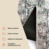 Tapis Ispahan Gris-Beige Touches Vertes Antidérapant