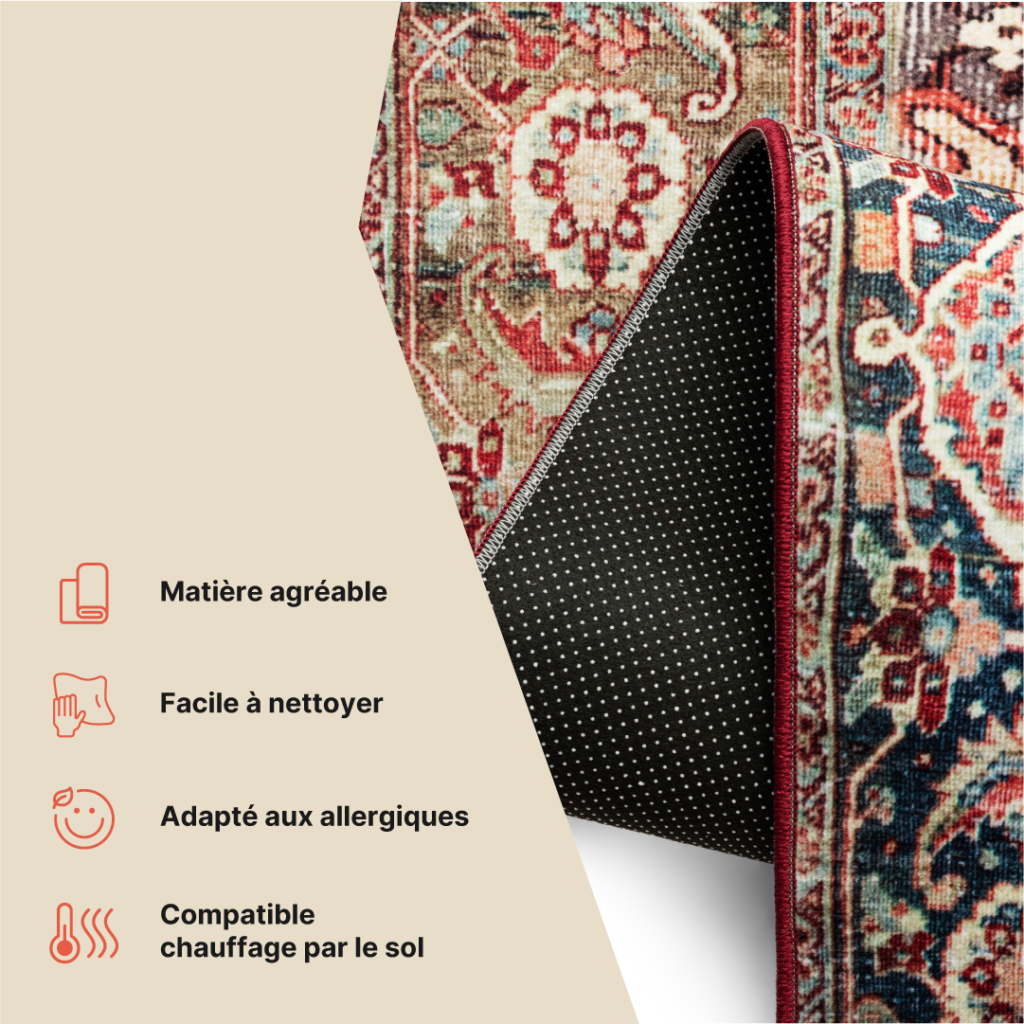 Tapis Ispahan Multicolore Classique Antidérapant