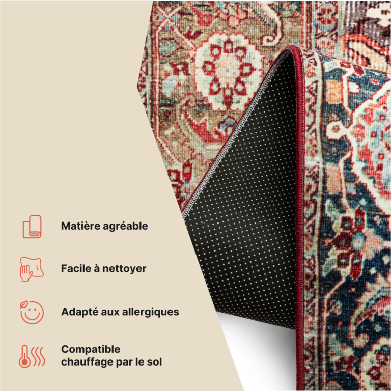 Tapis Ispahan Multicolore Classique Antidérapant