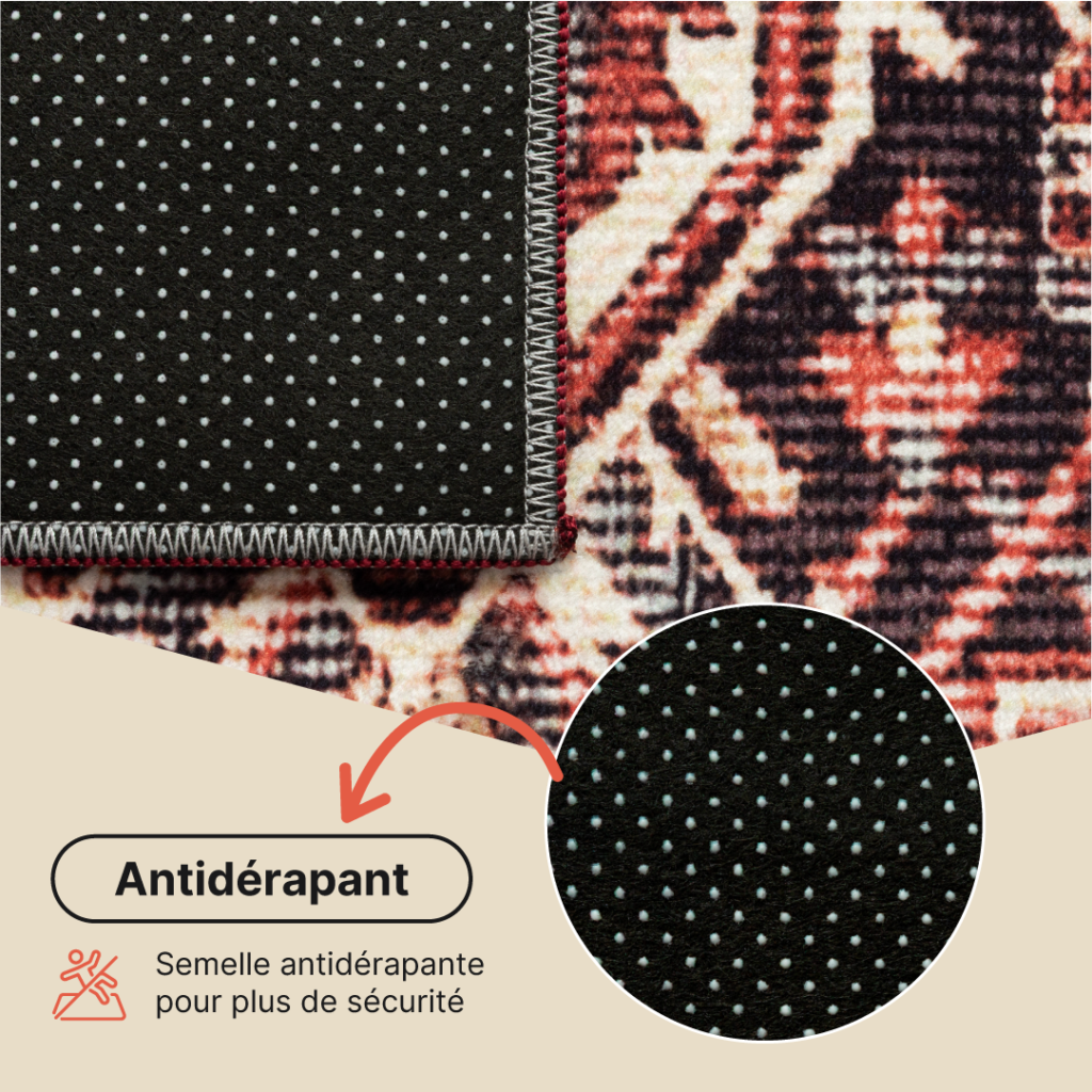 Tapis Ispahan Multicolore Classique Antidérapant