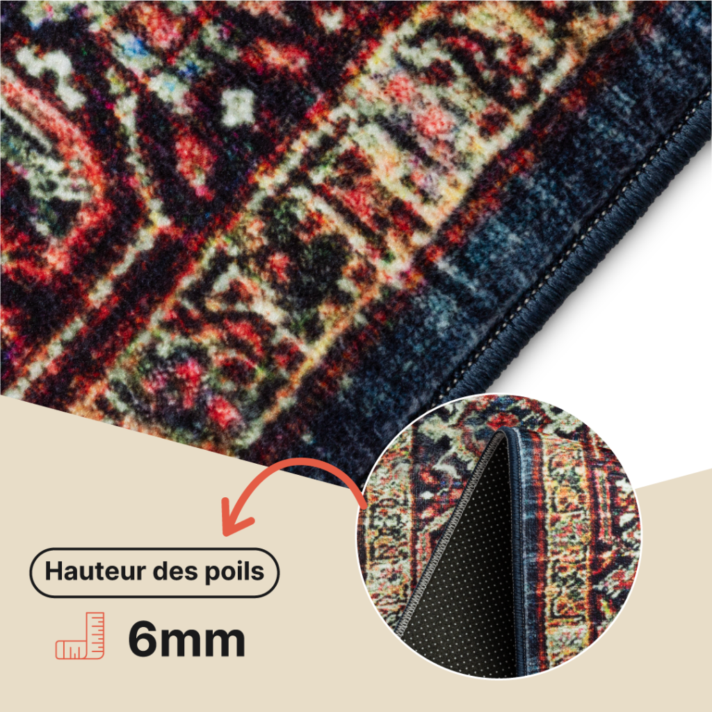 Tapis Ispahan Classique Traditionnel Bordeaux Antidérapant