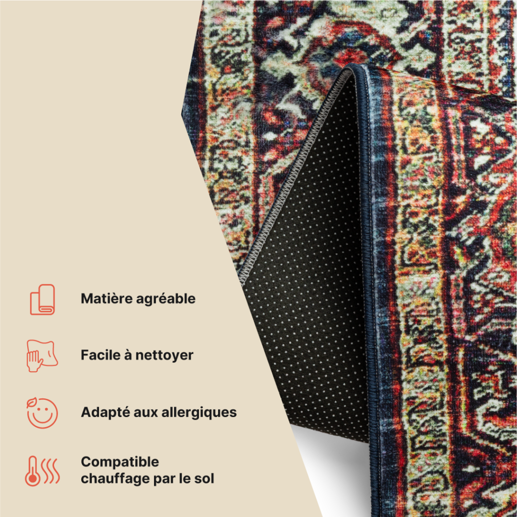 Tapis Ispahan Classique Traditionnel Bordeaux Antidérapant