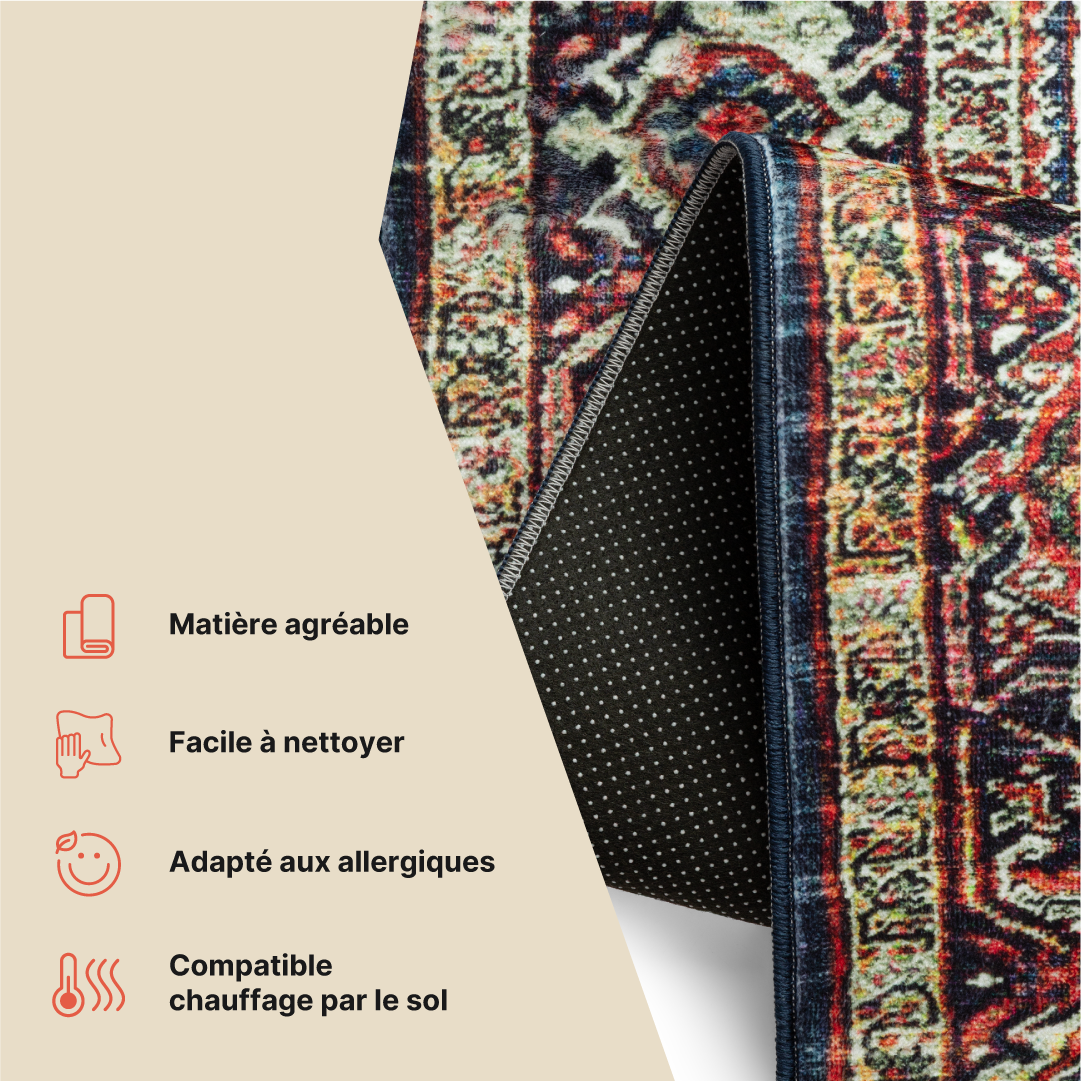 Tapis Ispahan Classique Traditionnel Bordeaux Antidérapant
