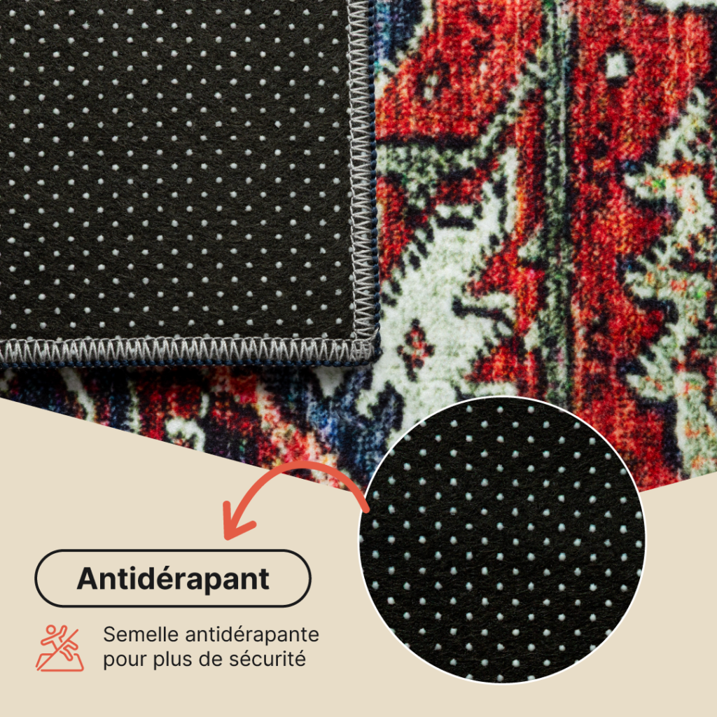 Tapis Ispahan Classique Traditionnel Bordeaux Antidérapant
