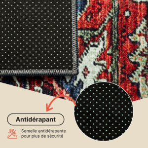 Tapis Ispahan Classique Traditionnel Bordeaux Antidérapant