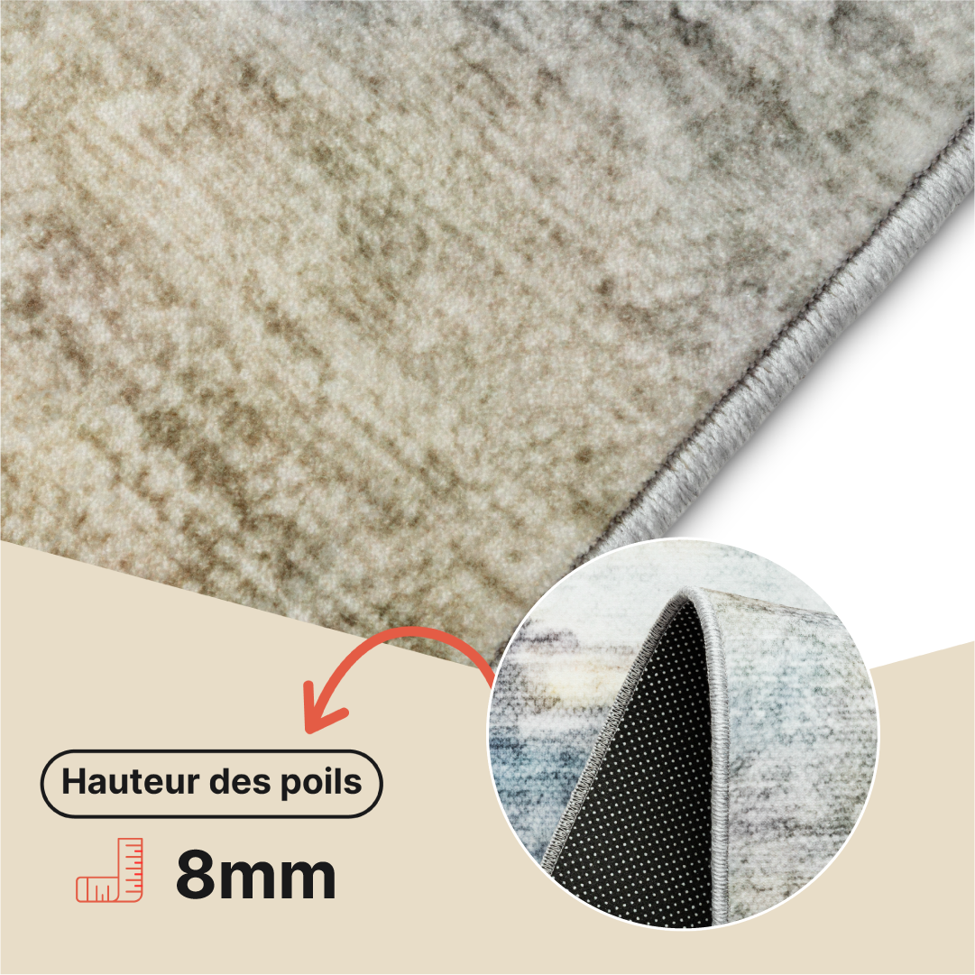 Tapis Bari Multicolore Design Pictural Antidérapant