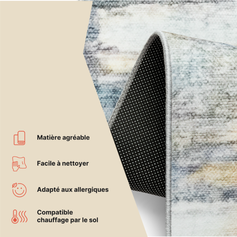 Tapis Bari Multicolore Design Pictural Antidérapant
