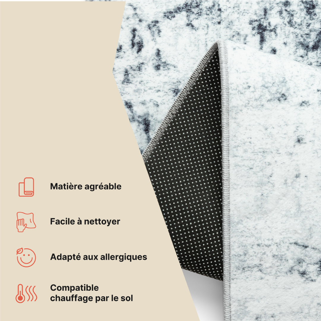 Tapis Bari Abstrait Bleu Foncé  Antidérapant