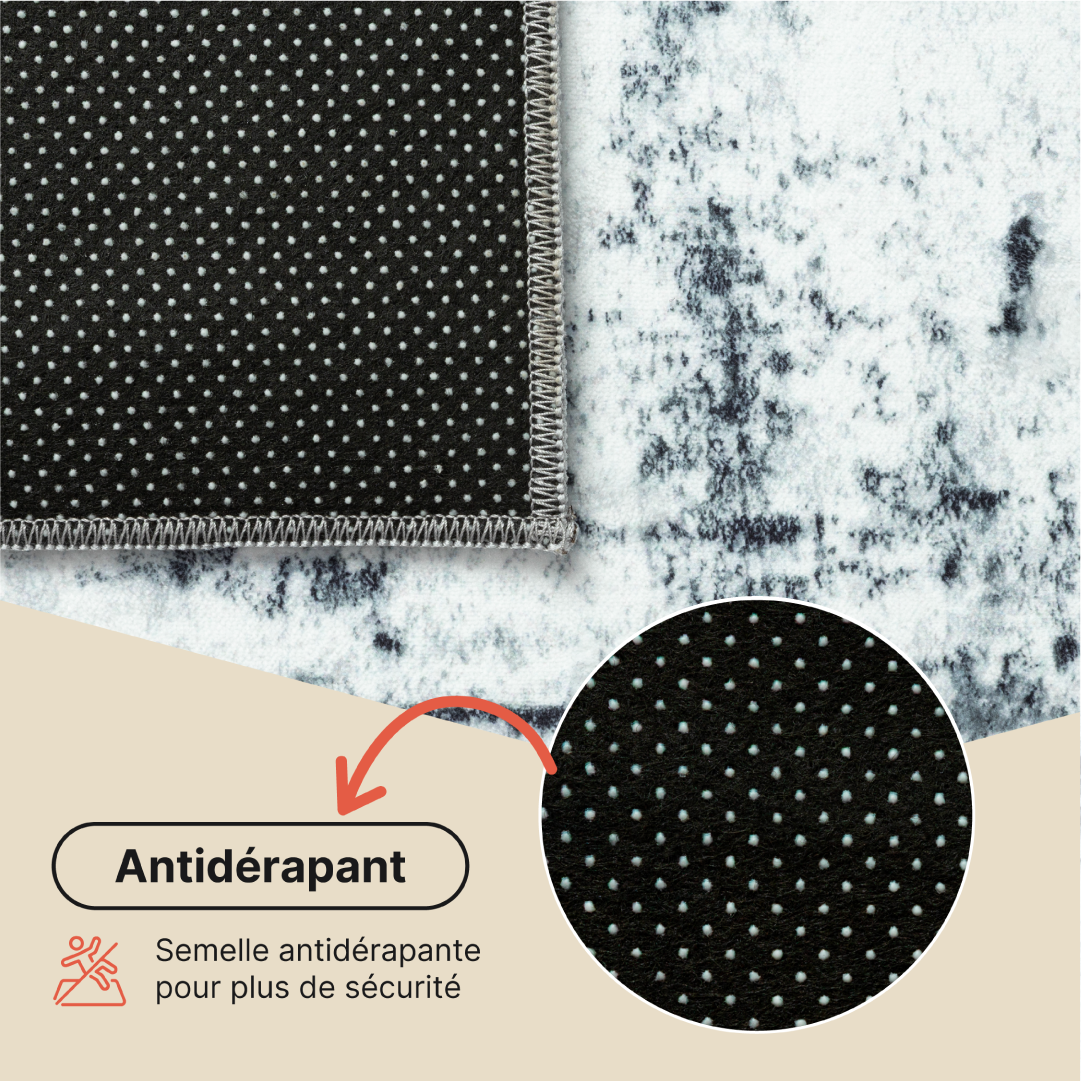 Tapis Bari Abstrait Bleu Foncé  Antidérapant