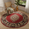Tapis Atlas Rond Rouge Beige Traditionnel Rosace
