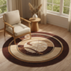 Tapis Atlas Rond Marron Beige Abstrait Bordure