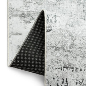 Tapis Bari Abstrait Gris Foncé Crème Antidérapant