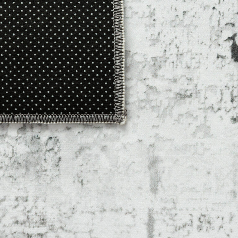 Tapis Bari Abstrait Gris Foncé Crème Antidérapant