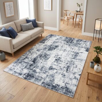 Tapis Bari Abstrait Bleu Foncé  Antidérapant