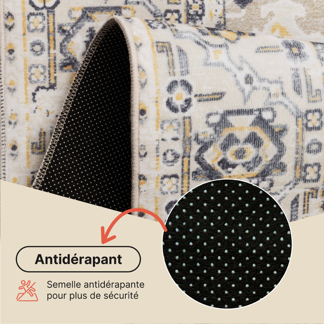 Tapis Ash Beige Gris Antidérapant