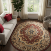Tapis Atlas Ovale Beige Marron Traditionnel Médaillon