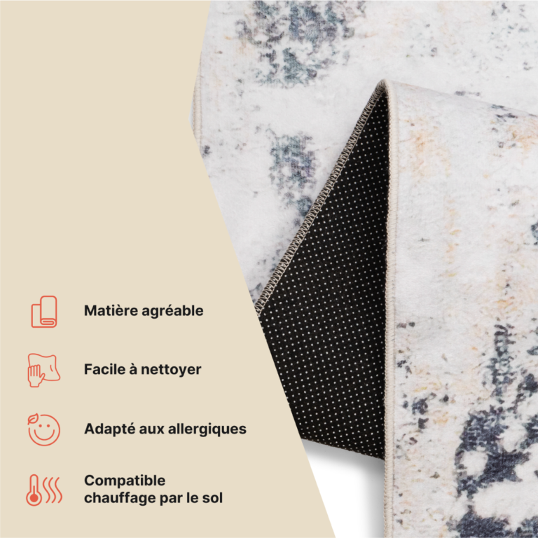 Tapis Ash Blanc Gris Beige Antidérapant