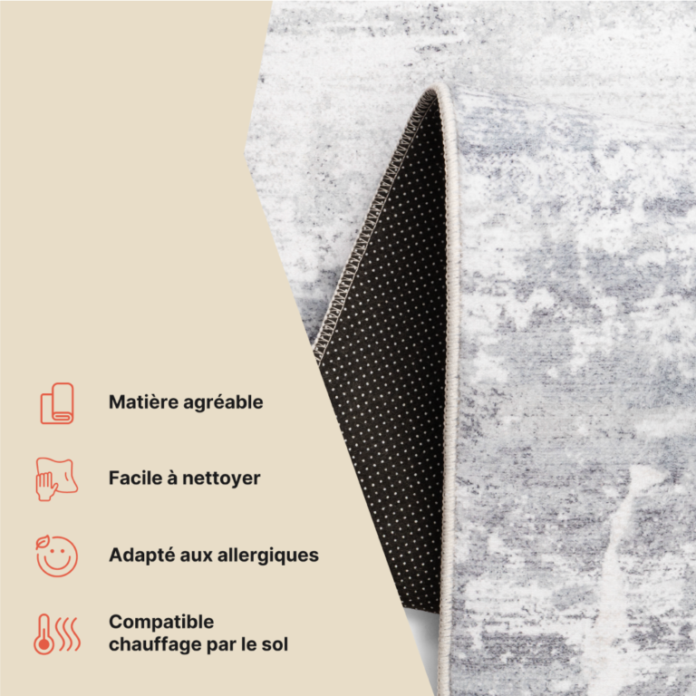 Tapis Ash Gris Clair Antidérapant