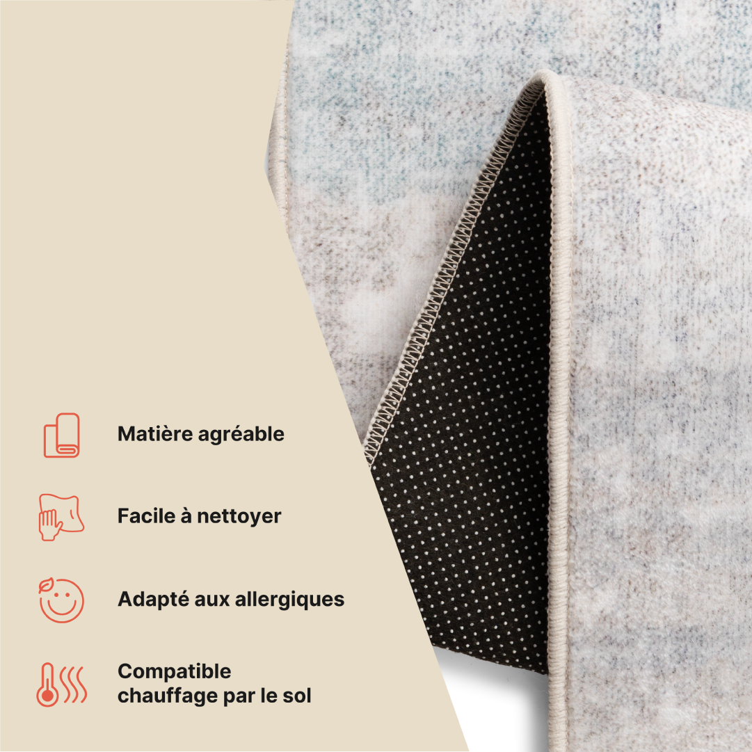 Tapis Ash Gris Beige Antidérapant