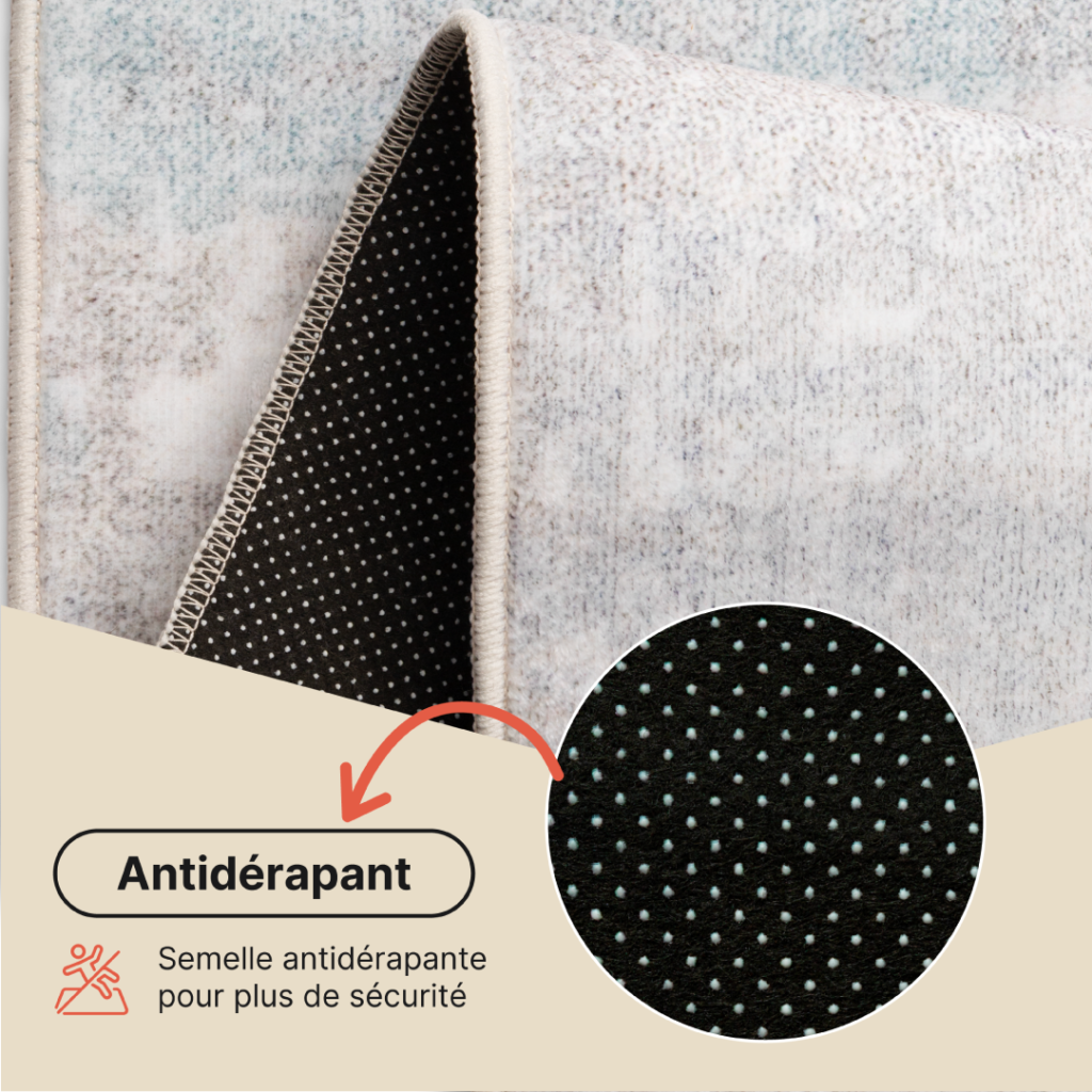 Tapis Ash Gris Beige Antidérapant