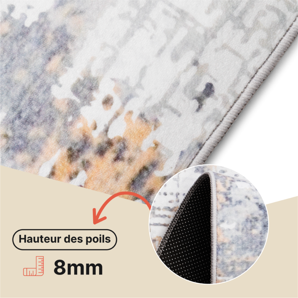 Tapis Ash Gris Rouille Antidérapant