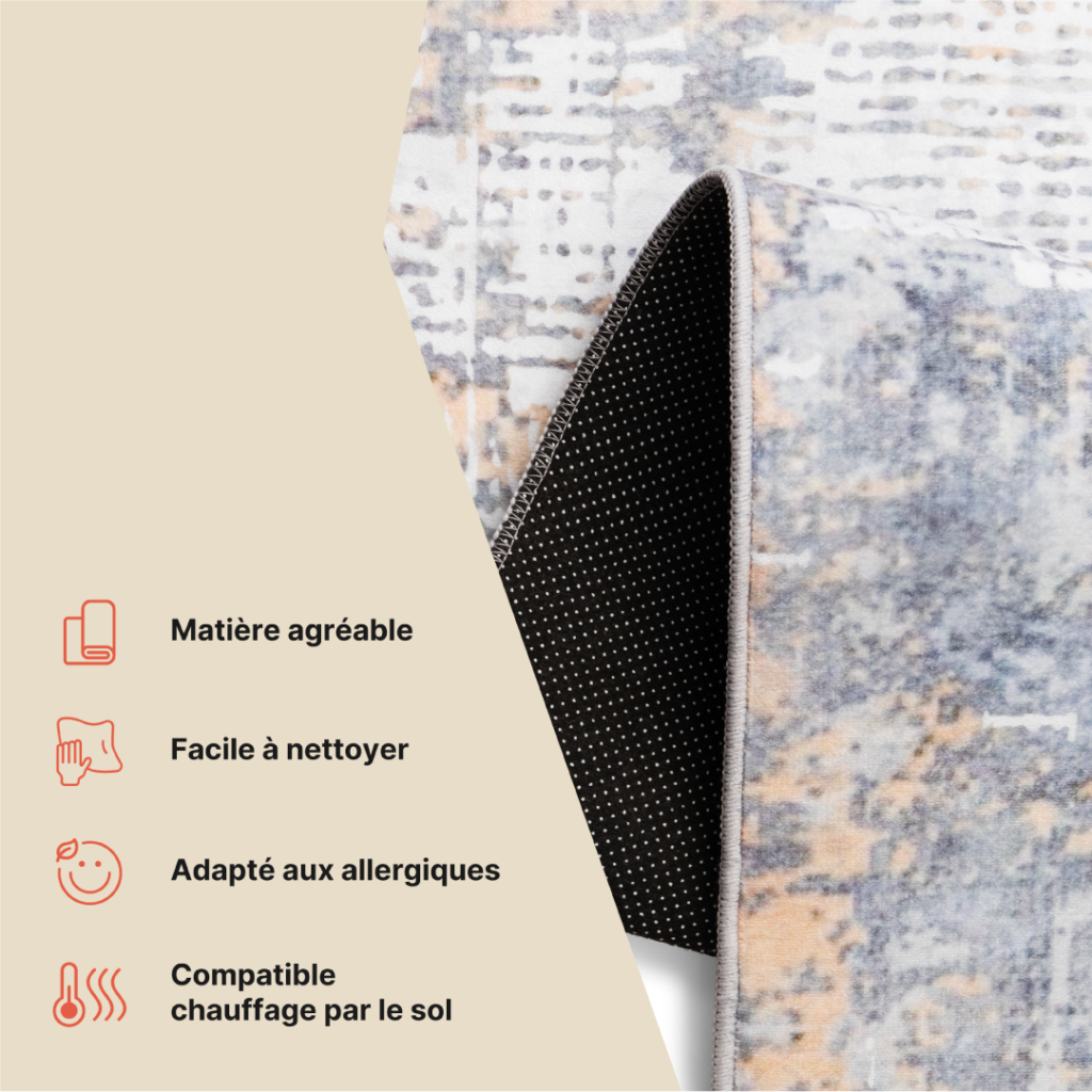 Tapis Ash Gris Rouille Antidérapant