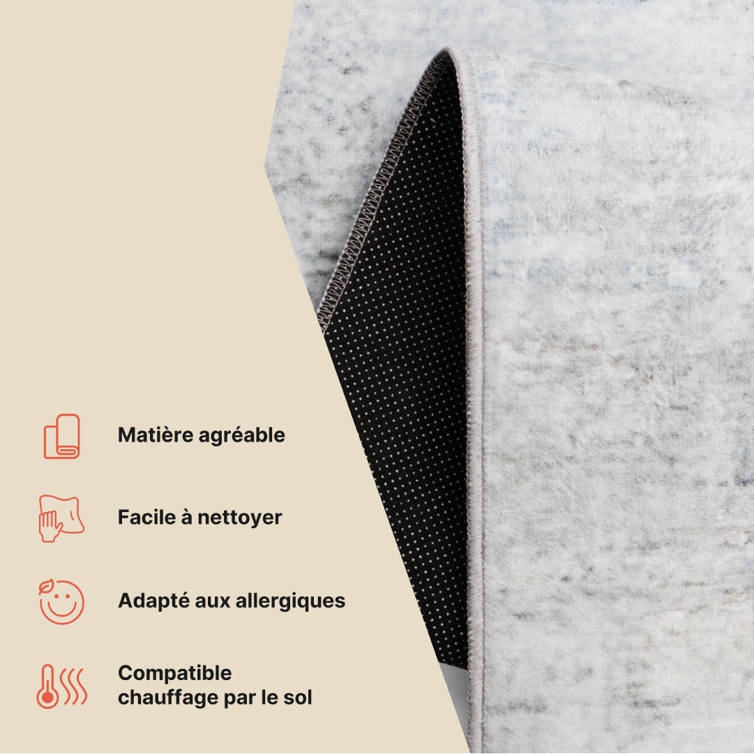 Tapis Ash Gris Foncé Mêlé Antidérapant