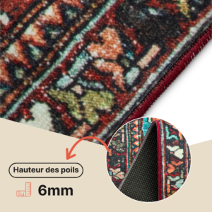 Tapis Ispahan Vintage Multicolore Rouge Brique Antidérapant