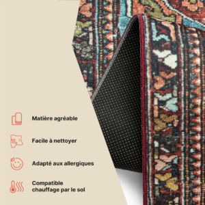 Tapis Ispahan Vintage Multicolore Rouge Brique Antidérapant