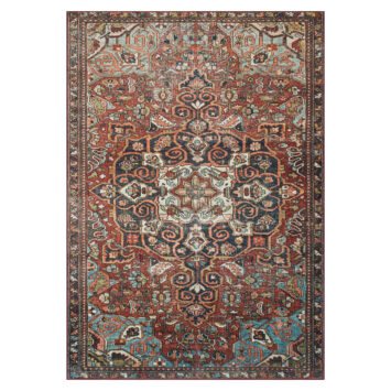 Tapis Ispahan Vintage Multicolore Rouge Brique Antidérapant