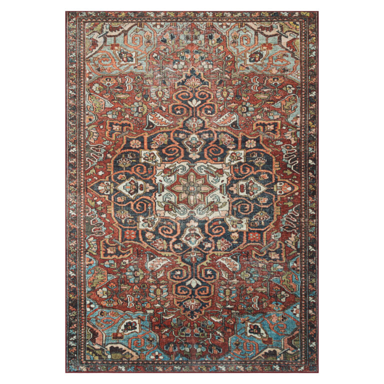 Tapis Ispahan Vintage Multicolore Rouge Brique Antidérapant
