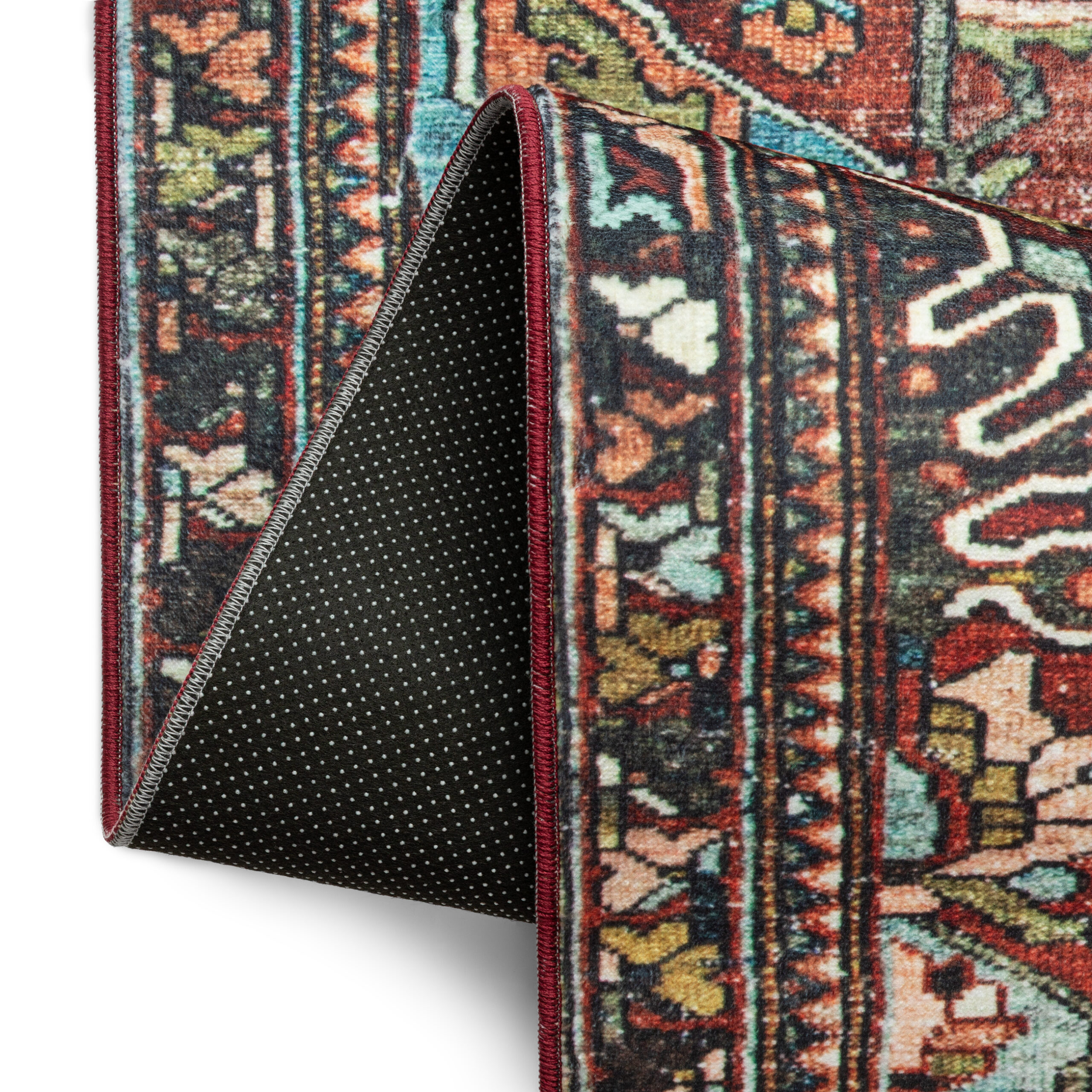 Tapis Ispahan Vintage Multicolore Rouge Brique Antidérapant