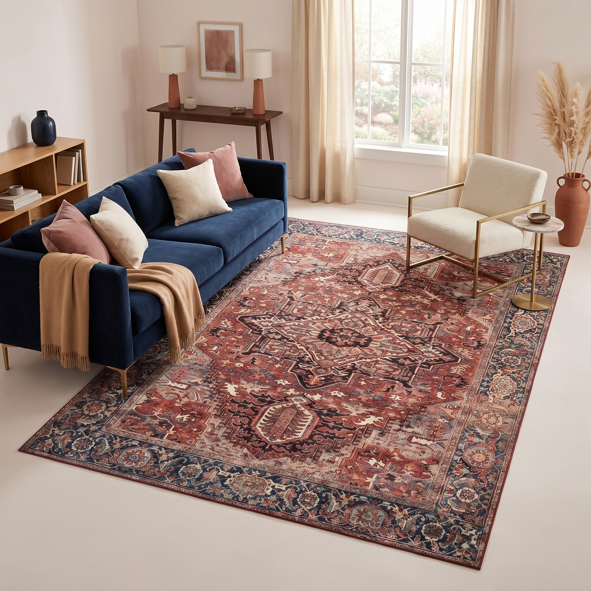 Tapis Ispahan Multicolore Classique Antidérapant