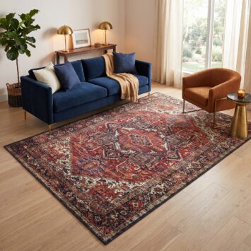 Tapis Ispahan Classique Traditionnel Bordeaux Antidérapant