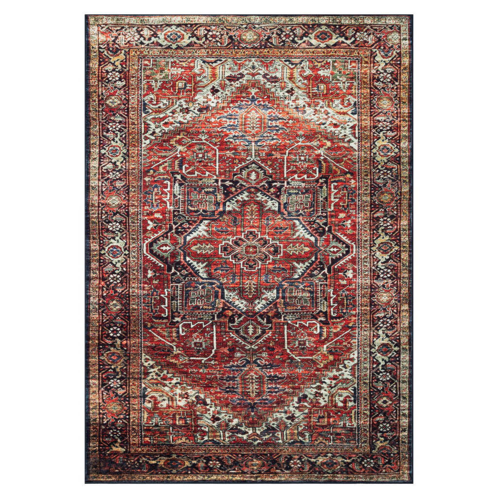 Tapis Ispahan Classique Traditionnel Bordeaux Antidérapant