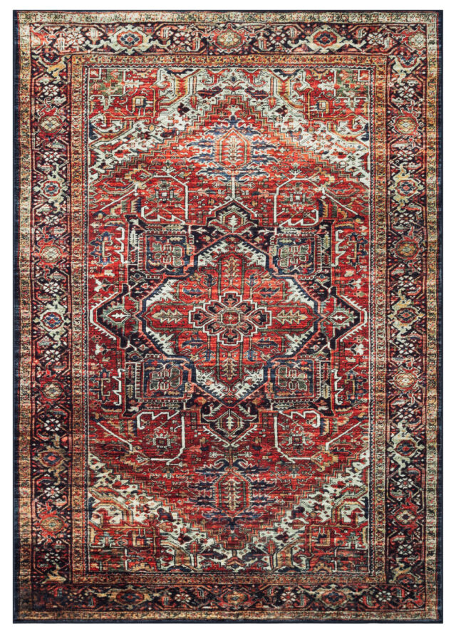 Tapis Ispahan Classique Traditionnel Bordeaux Antidérapant