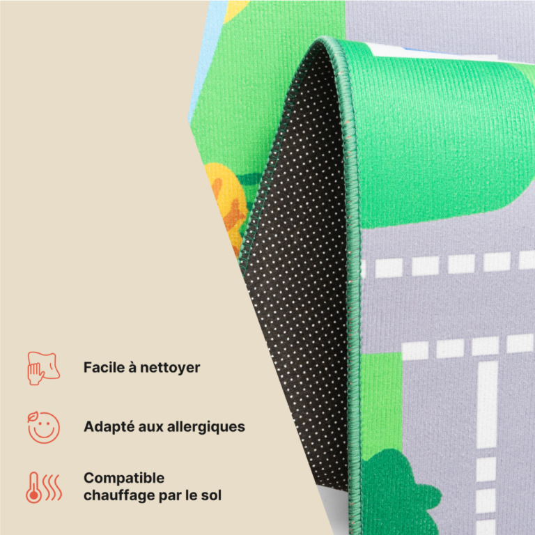 Tapis Enfant Joy Vert Ville Antidérapant