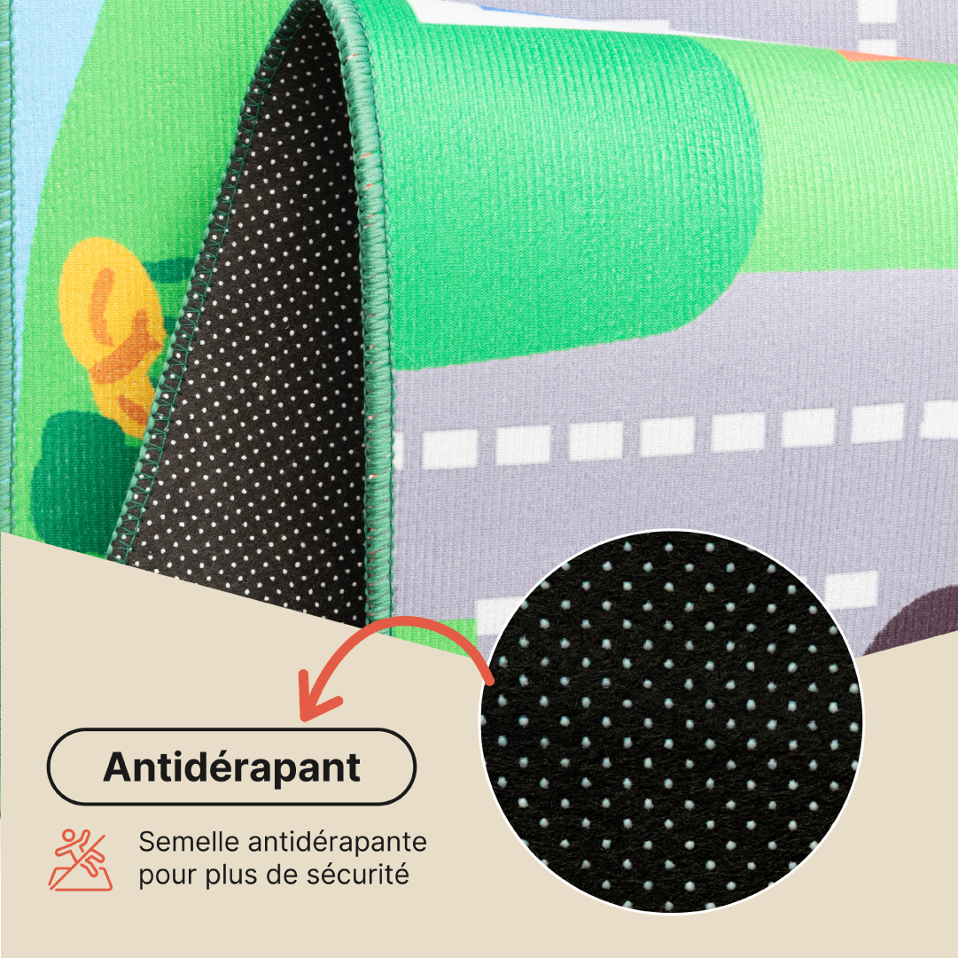 Tapis Enfant Joy Vert Ville Antidérapant