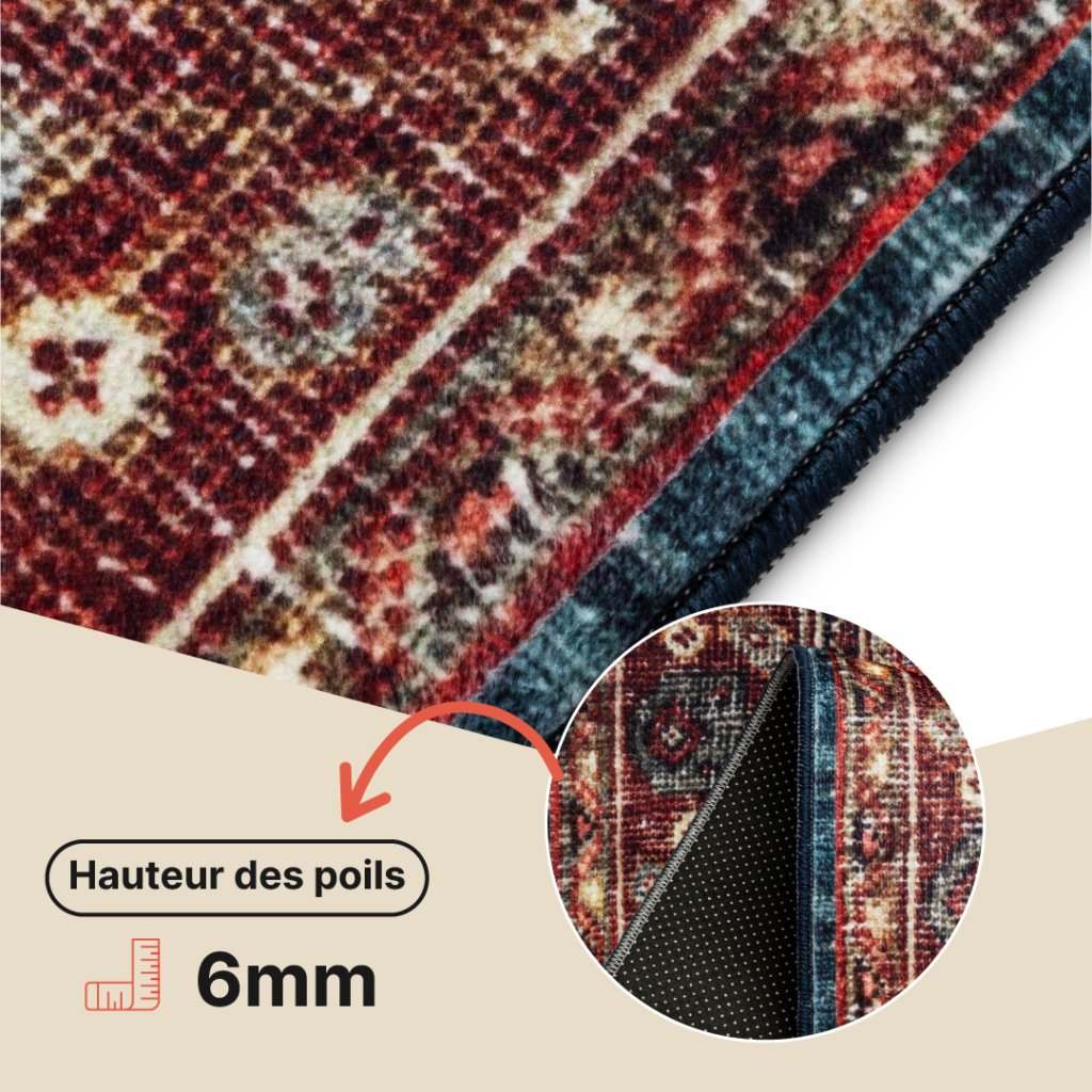 Tapis Ispahan Classique Vintage Motif Médaillon Antidérapant