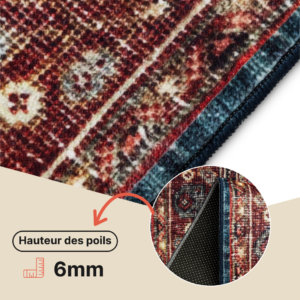 Tapis Ispahan Classique Vintage Motif Médaillon Antidérapant