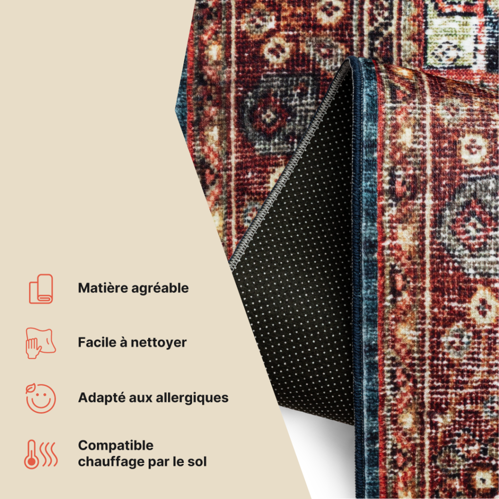 Tapis Ispahan Classique Vintage Motif Médaillon Antidérapant