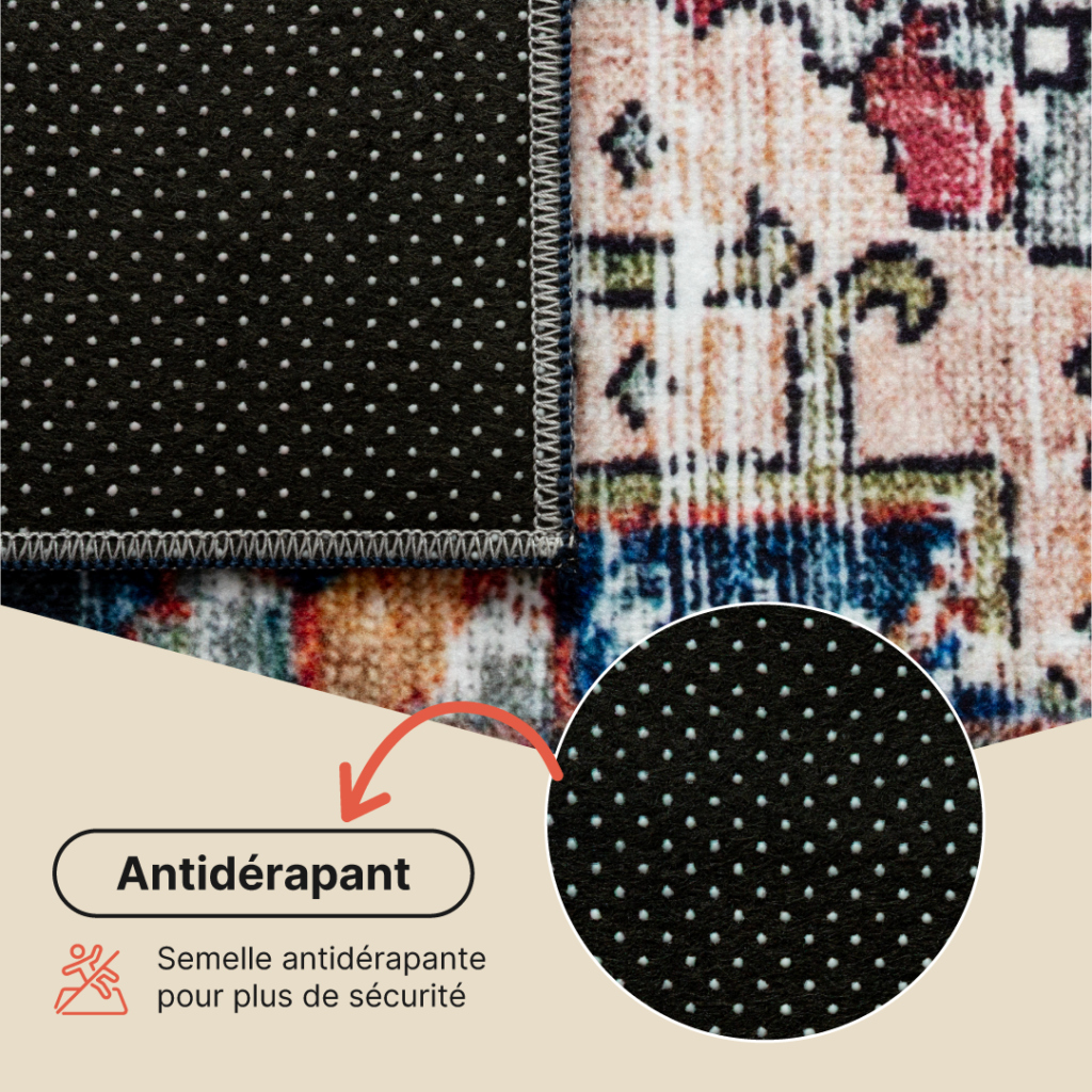 Tapis Ispahan Classique Vintage Motif Médaillon Antidérapant