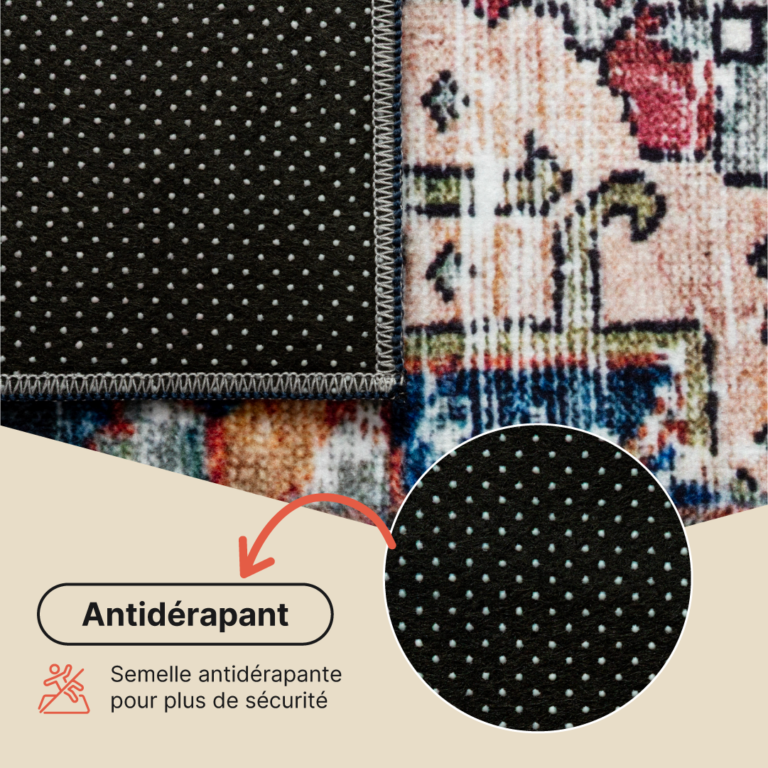 Tapis Ispahan Classique Vintage Motif Médaillon Antidérapant