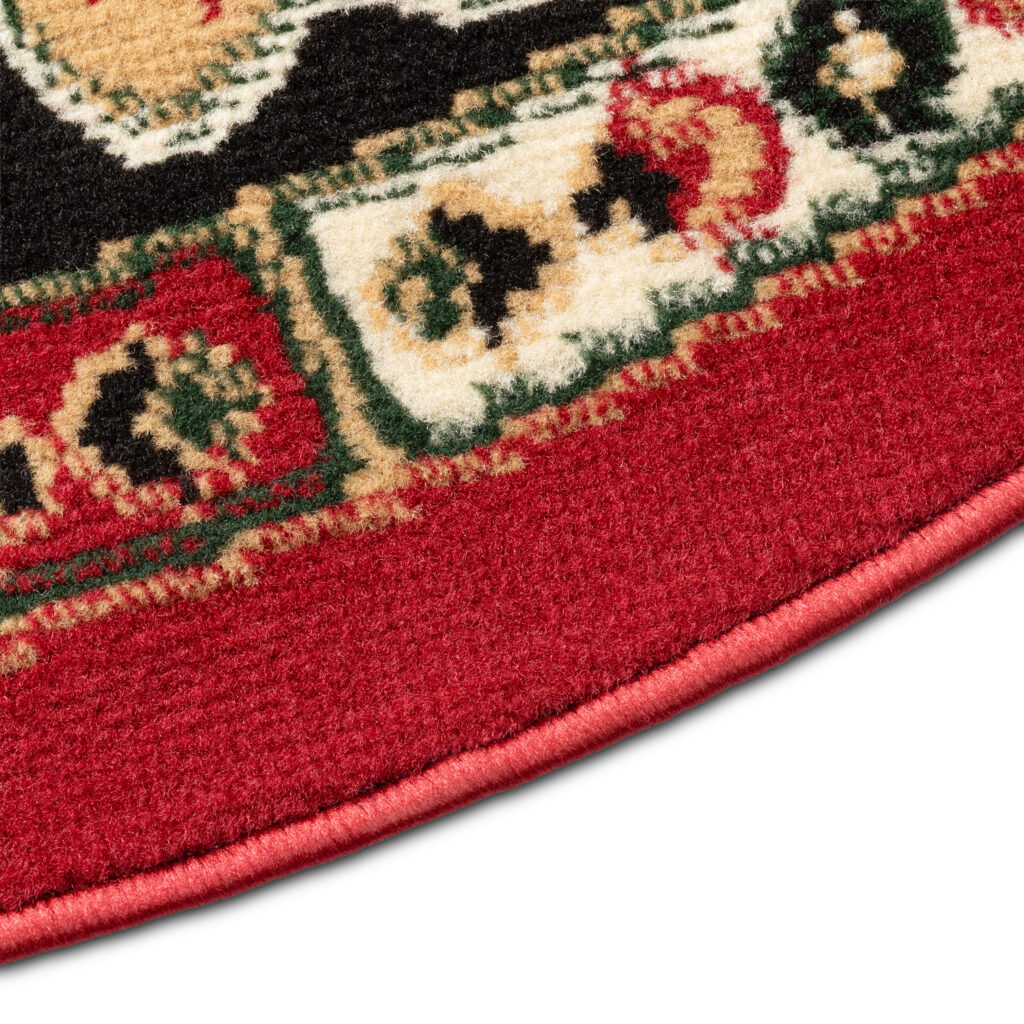 Tapis Atlas Ovale Rouge Beige Traditionnel Rosace