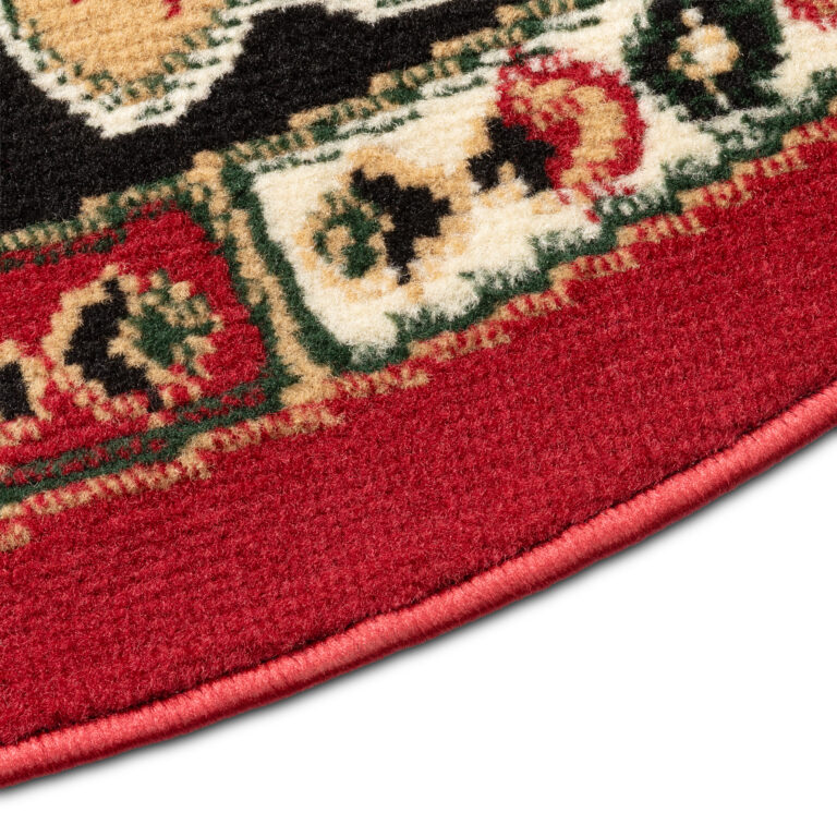 Tapis Atlas Ovale Rouge Beige Traditionnel Rosace