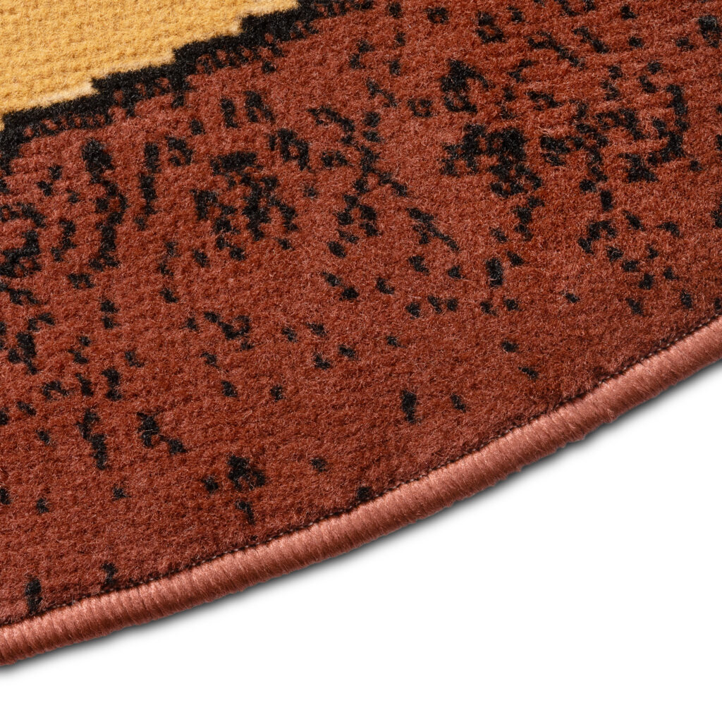 Tapis Atlas Ovale Marron Beige Abstrait Bordure